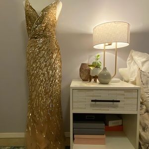 Sachin+ babi gold evening gown